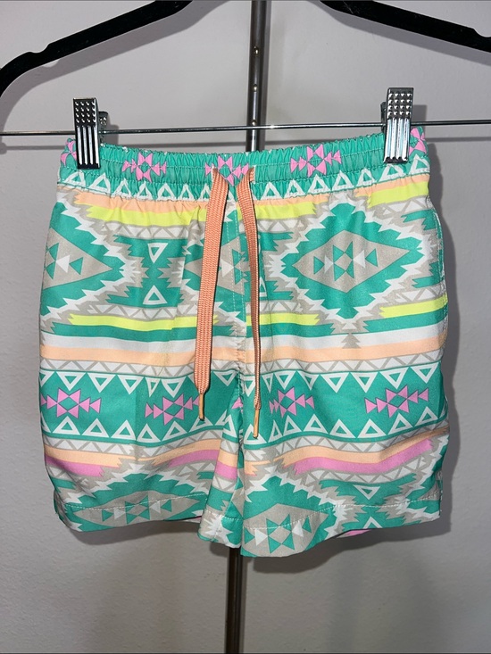 chubbies Other - chubbies Teal Aztec Print Kids Swim Trunks with Pink and Peach Accents